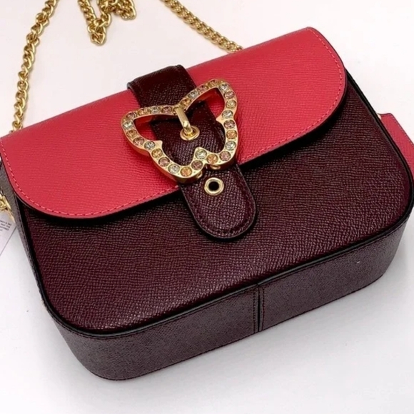 ๐บCOACH Gemma Crossbody in Colorblock Strawberry/Cranberry New Bag - Picture 5 of 16